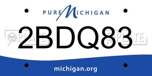 2BDQ83 Michigan License Plate