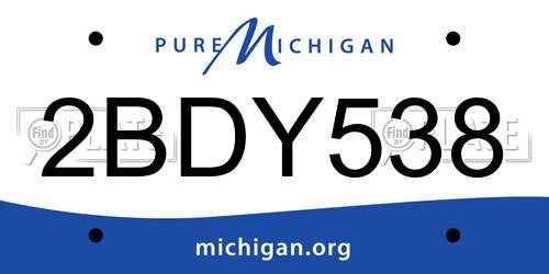 2BDY538 Michigan License Plate