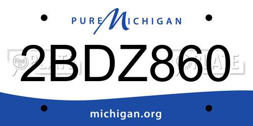 2BDZ860 Michigan License Plate