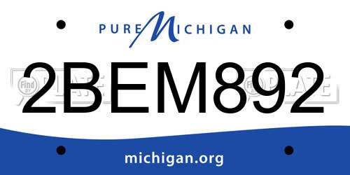 2BEM892 Michigan License Plate