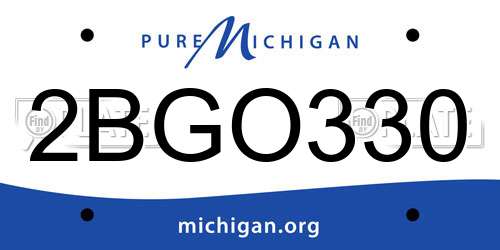 2BGO330 Michigan License Plate