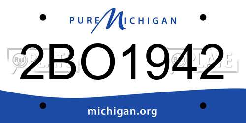 2BO1942 Michigan License Plate