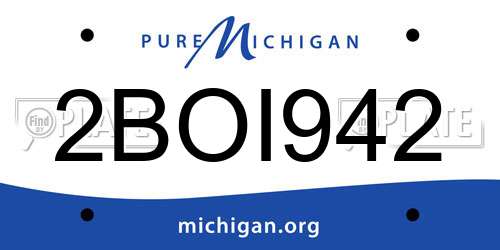 2BOI942 Michigan License Plate