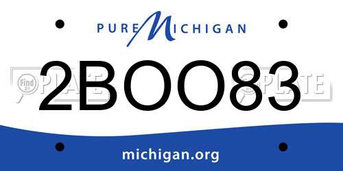 2BOO83 Michigan License Plate