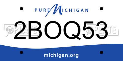 2BOQ53 Michigan License Plate