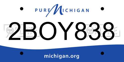 2BOY838 Michigan License Plate