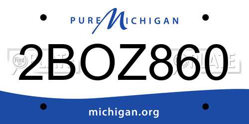 2BOZ860 Michigan License Plate