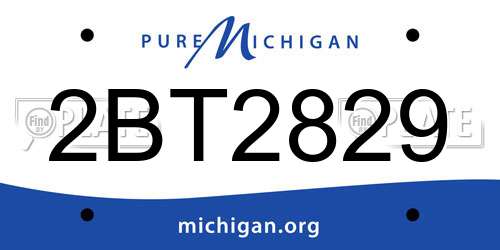 2BT2829 Michigan License Plate