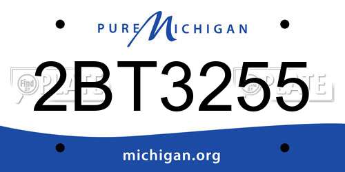 2BT3255 Michigan License Plate