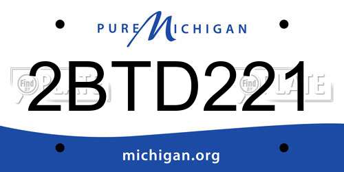2BTD221 Michigan License Plate