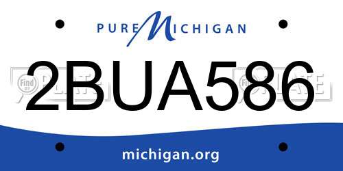 2BUA586 Michigan License Plate