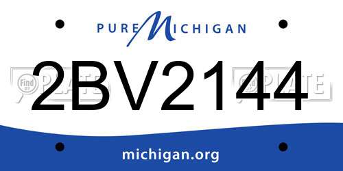 2BV2144 Michigan License Plate