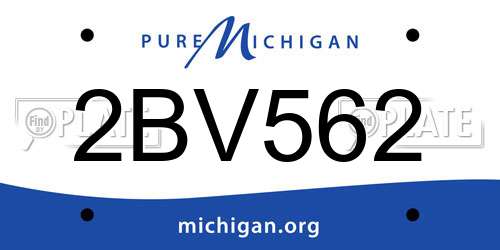 2BV562 Michigan License Plate