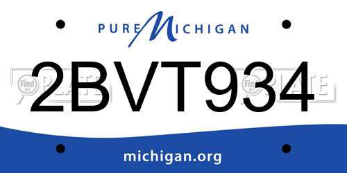 2BVT934 Michigan License Plate