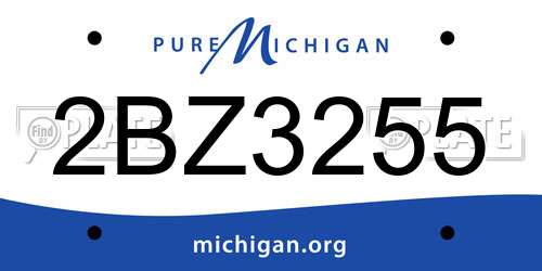 2BZ3255 Michigan License Plate