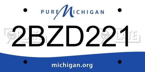 2BZD221 Michigan License Plate