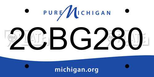 2CBG280 Michigan License Plate