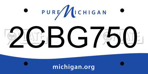 2CBG750 Michigan License Plate
