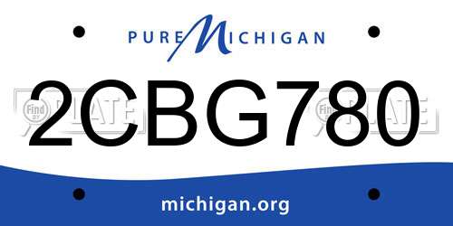 2CBG780 Michigan License Plate