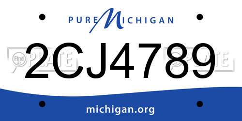 2CJ4789 Michigan License Plate