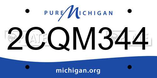 2CQM344 Michigan License Plate