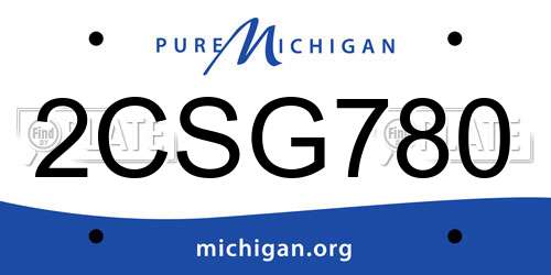 2CSG780 Michigan License Plate