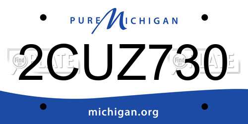 2CUZ730 Michigan License Plate