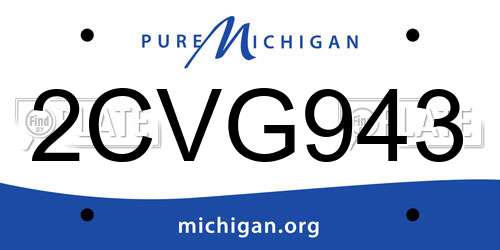 2CVG943 Michigan License Plate