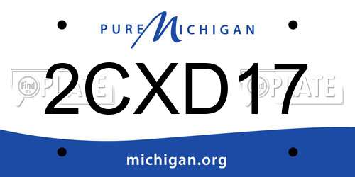 2CXD17 Michigan License Plate