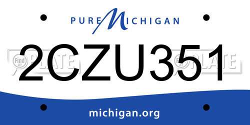 2CZU351 Michigan License Plate