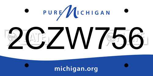 2CZW756 Michigan License Plate