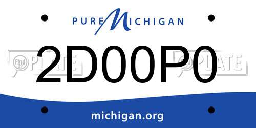2D00P0 Michigan License Plate