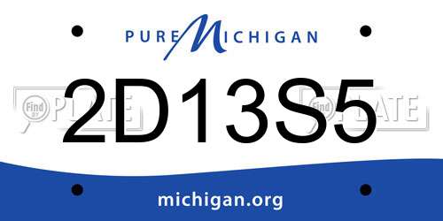 2D13S5 Michigan License Plate