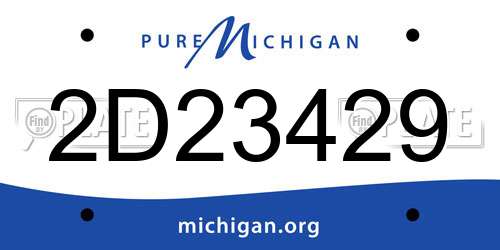 2D23429 Michigan License Plate