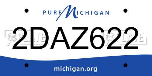 2DAZ622 Michigan License Plate