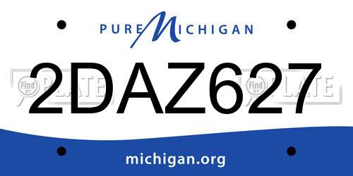 2DAZ627 Michigan License Plate
