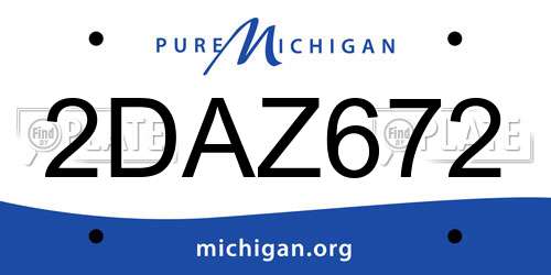 2DAZ672 Michigan License Plate