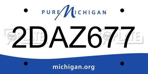 2DAZ677 Michigan License Plate