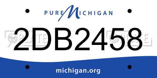 2DB2458 Michigan License Plate