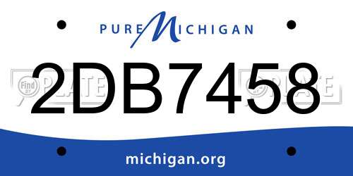 2DB7458 Michigan License Plate
