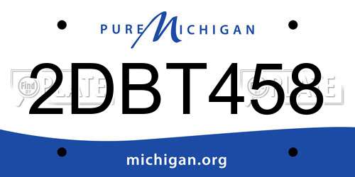 2DBT458 Michigan License Plate