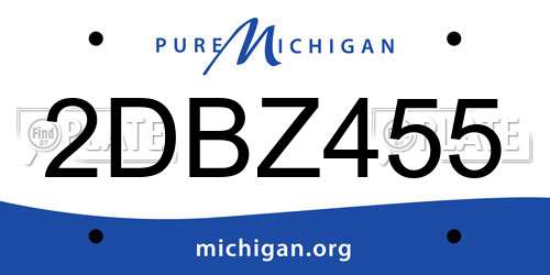 2DBZ455 Michigan License Plate