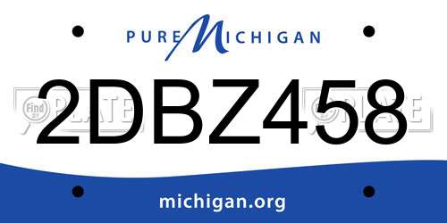 2DBZ458 Michigan License Plate