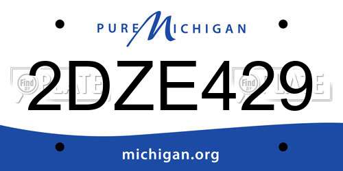 2DZE429 Michigan License Plate