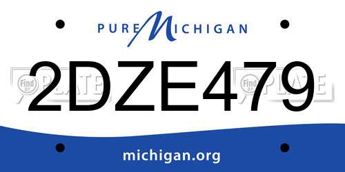 2DZE479 Michigan License Plate
