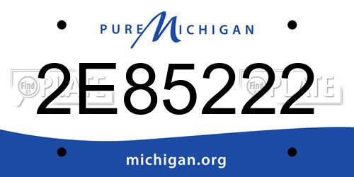 2E85222 Michigan License Plate