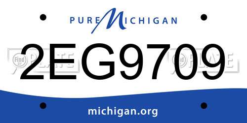 2EG9709 Michigan License Plate