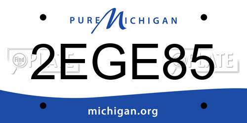 2EGE85 Michigan License Plate