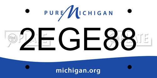 2EGE88 Michigan License Plate