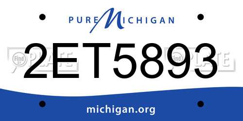 2ET5893 Michigan License Plate